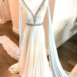 Blue/white Sherri hill size 2